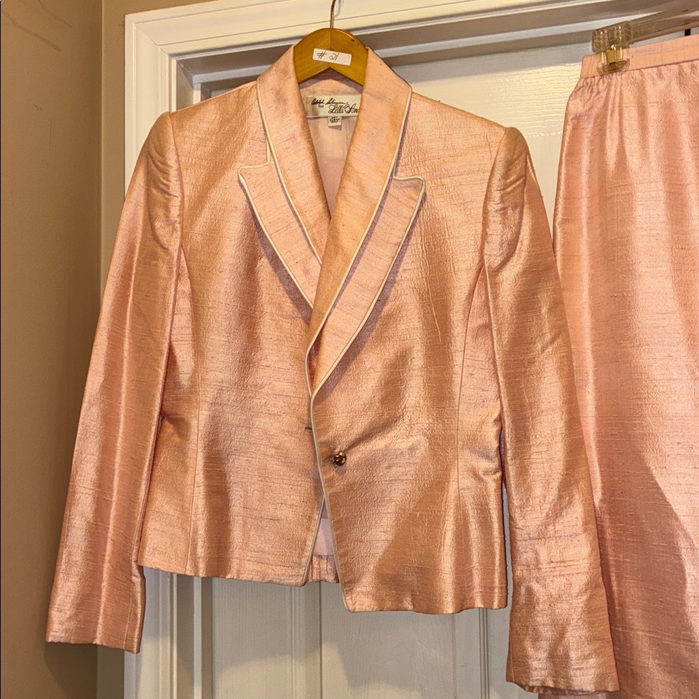 Vintage Lilli Ann silk pink suit dress Adolph Schuman for Lilli Ann 1970